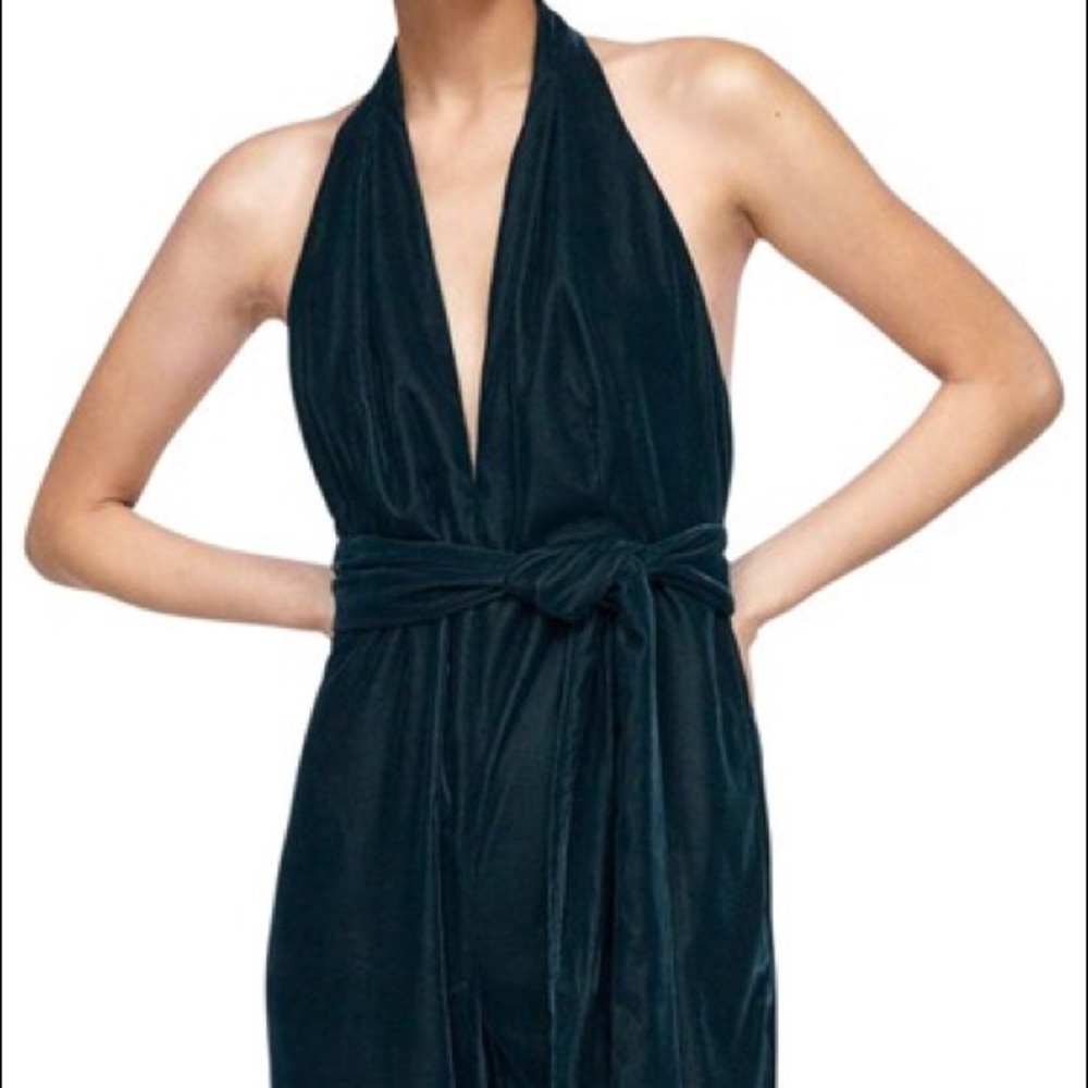 NWT Zara Velvet Emerald Jumpsuit